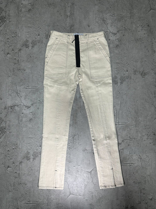 white front slit pants