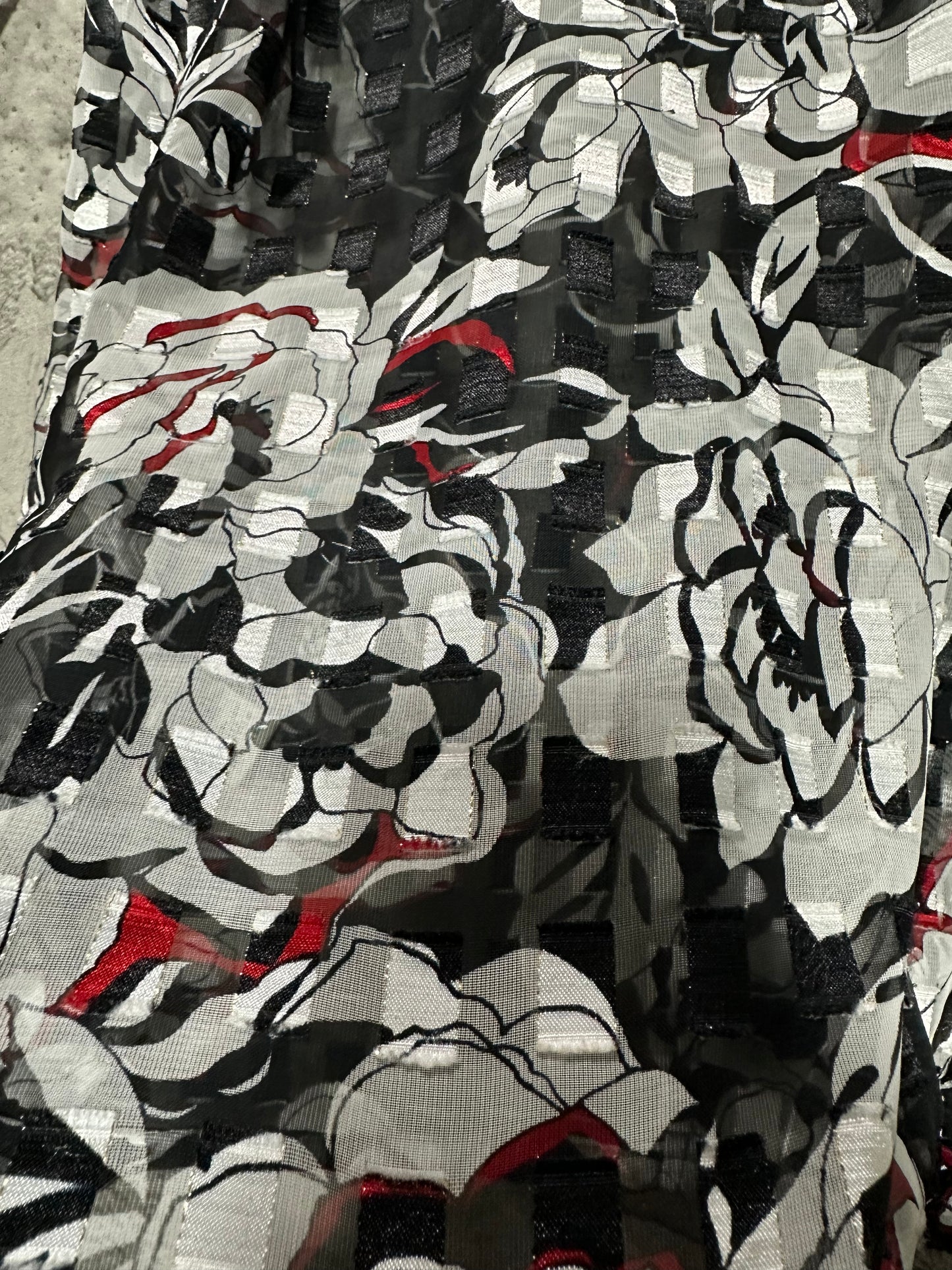 See-through floral long sleeve shirt