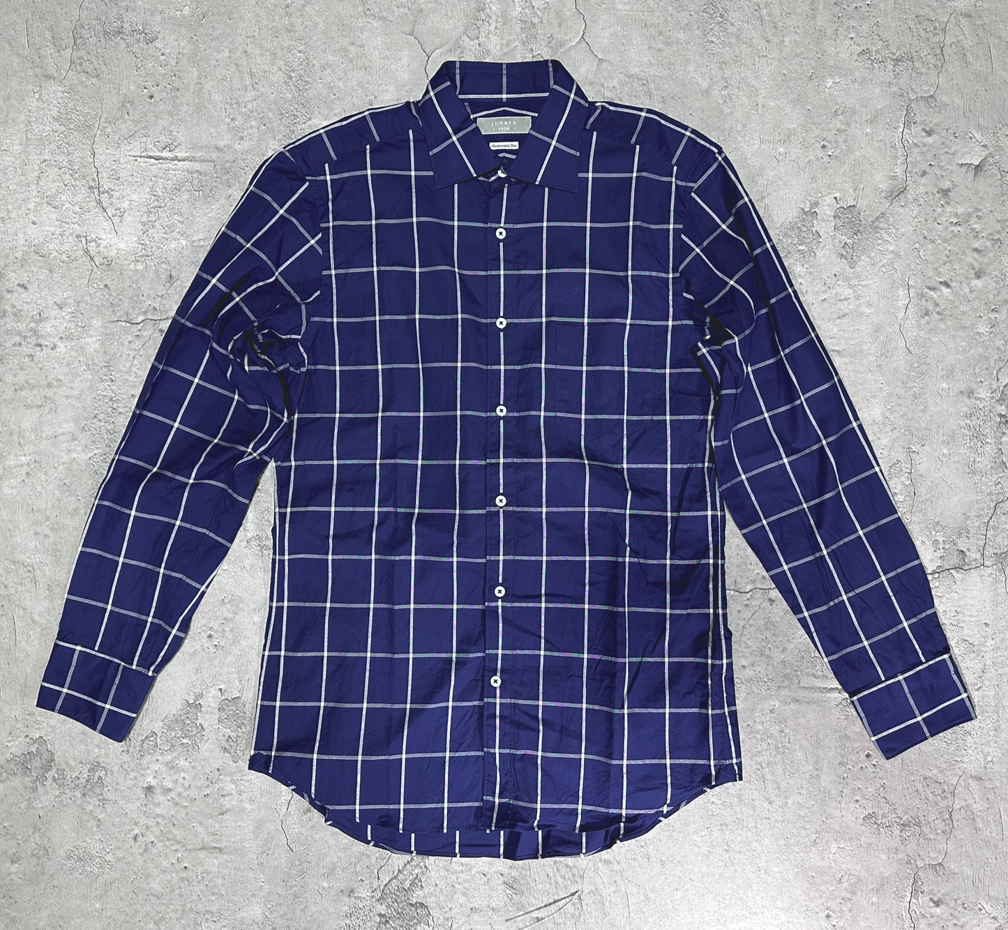 navy check shirt