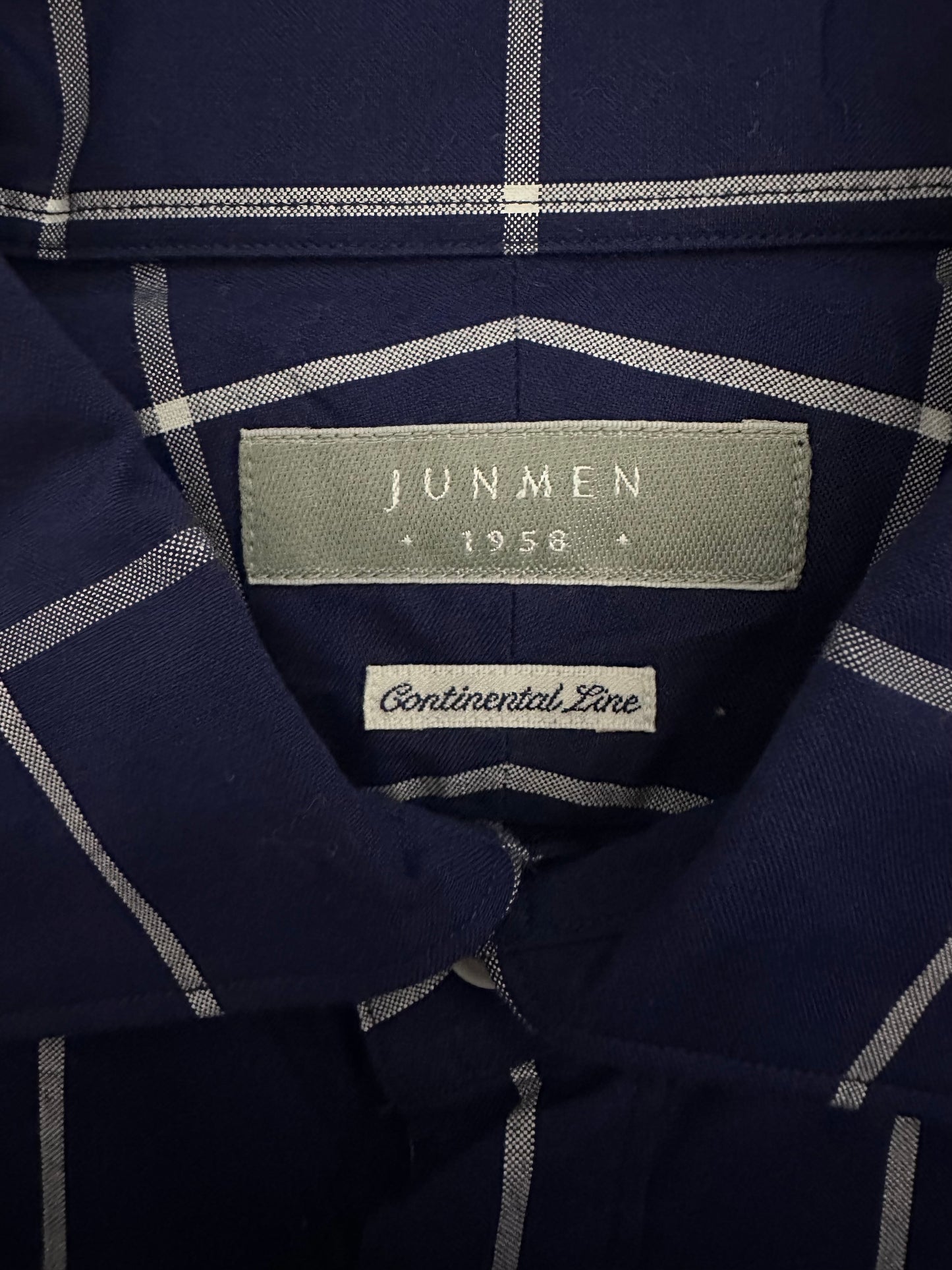 navy check shirt