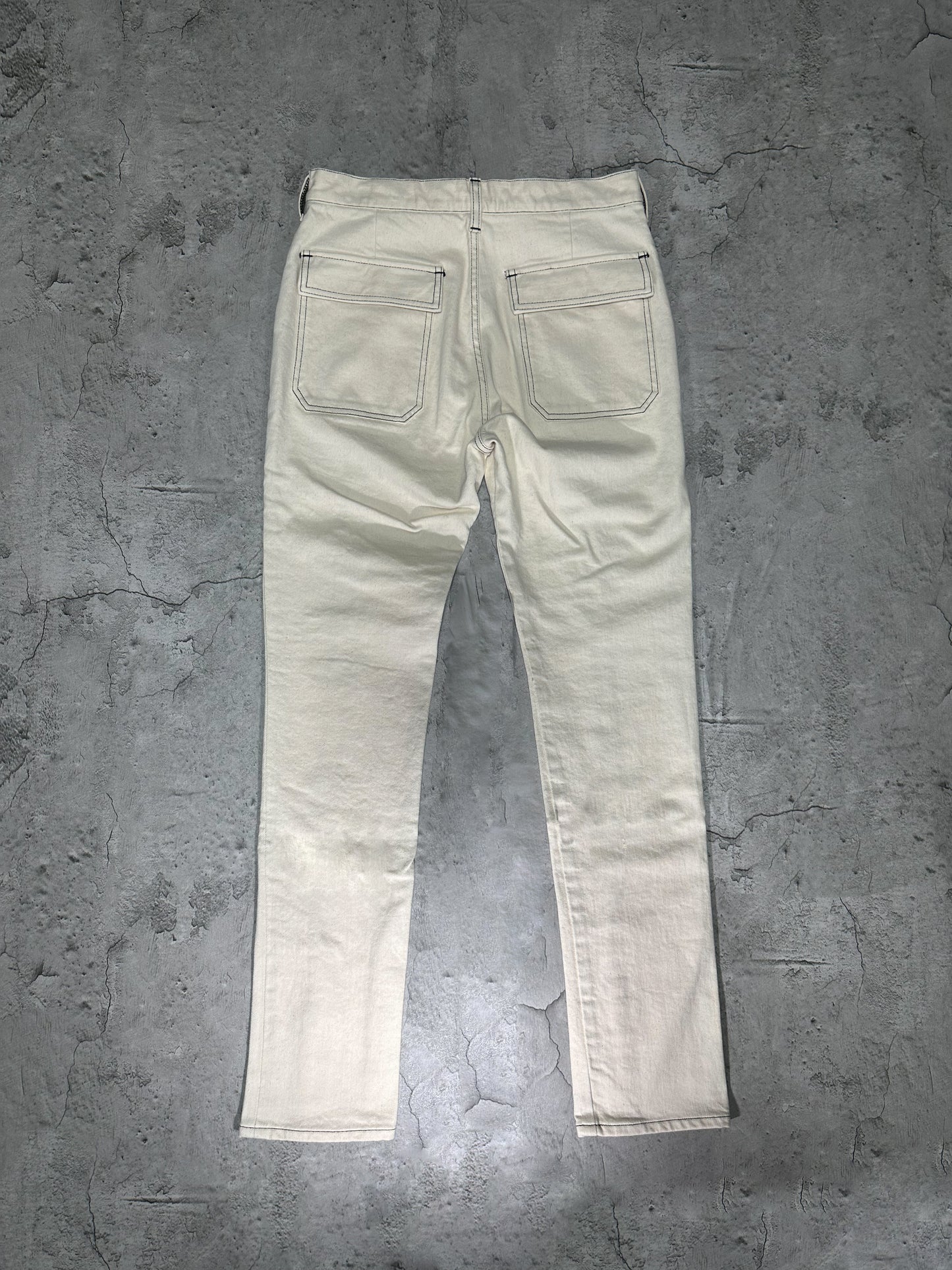 white front slit pants