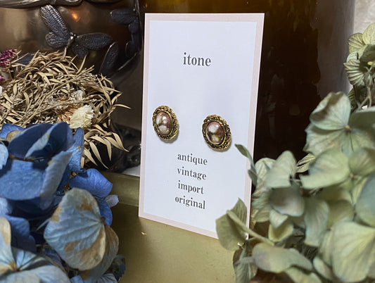 antique button pierced earrings