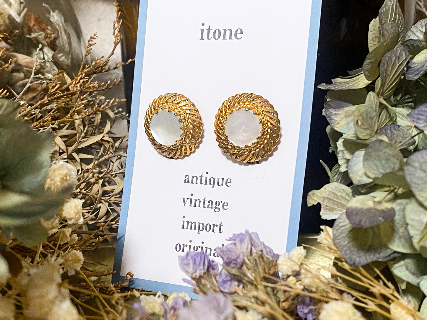 antique button clip-on earrings