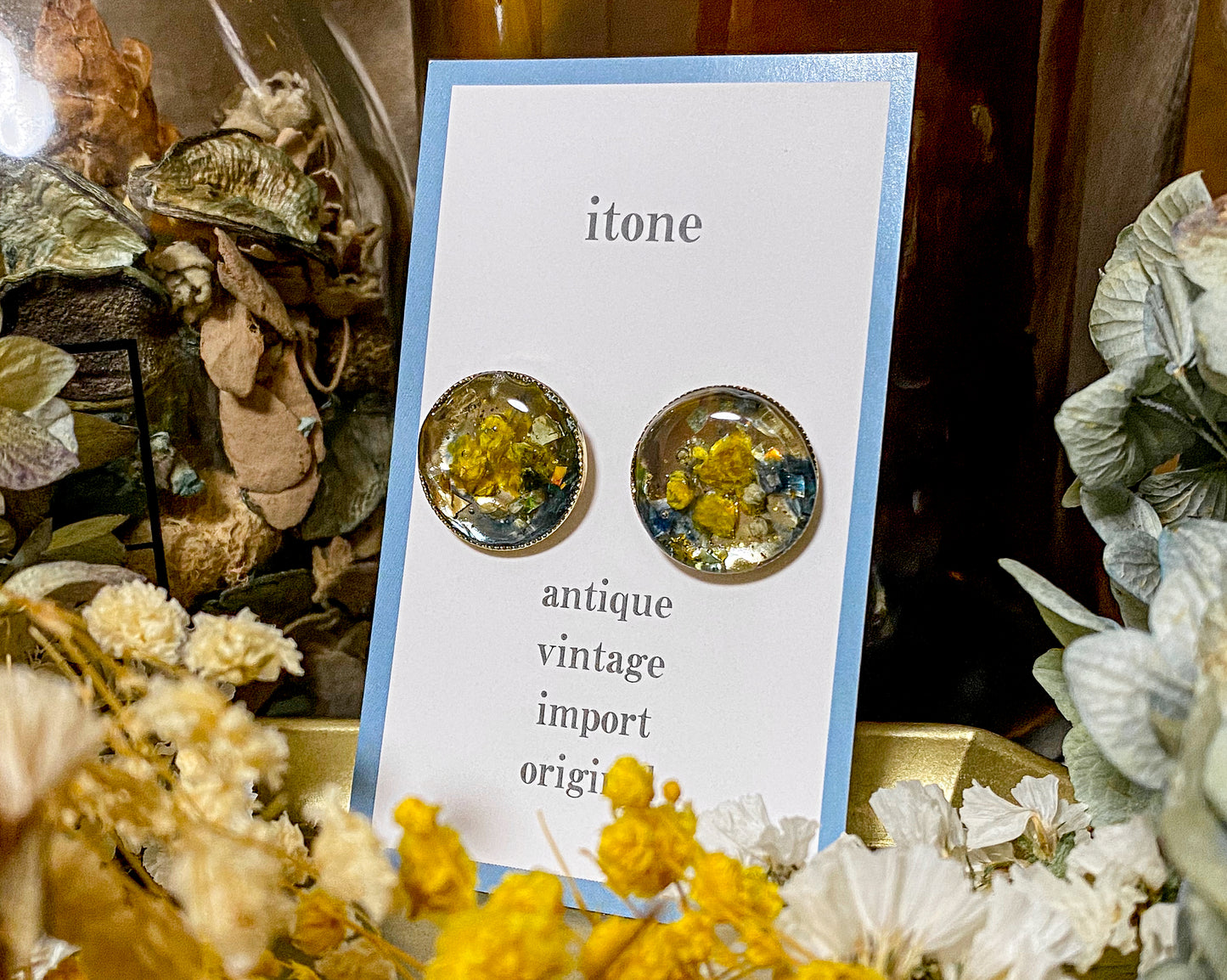yellow flower gold clip-on earrings