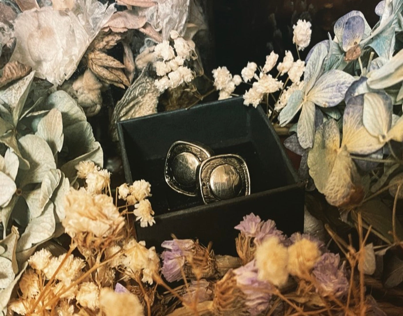 silver antique button pierced earrings