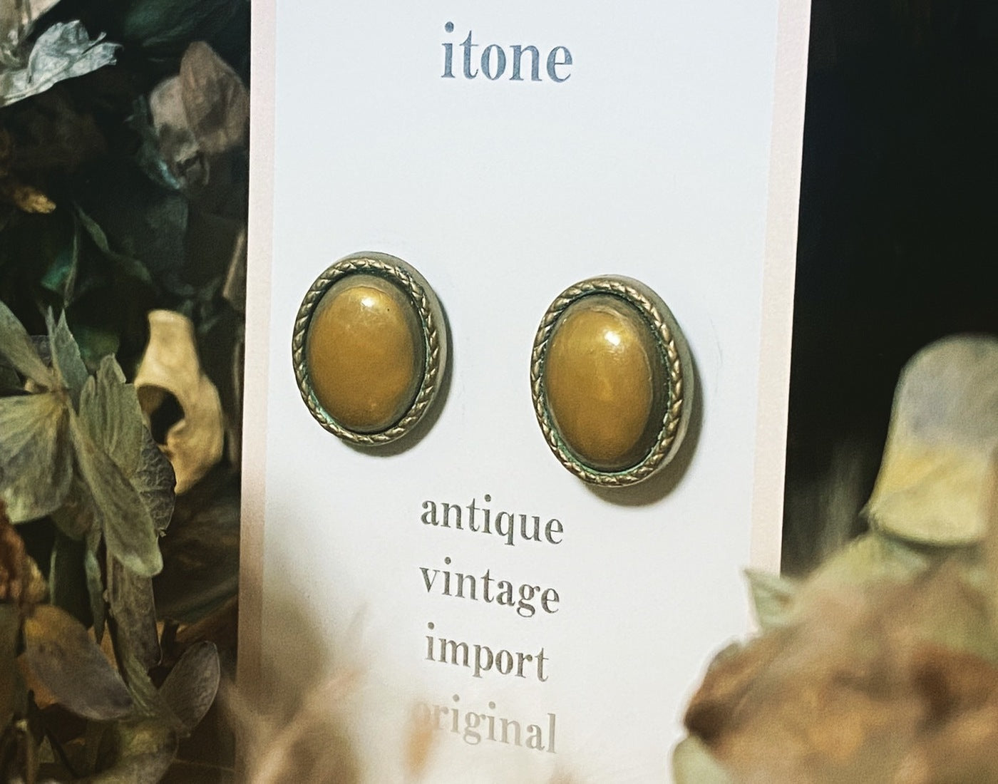 antique button pierced earrings