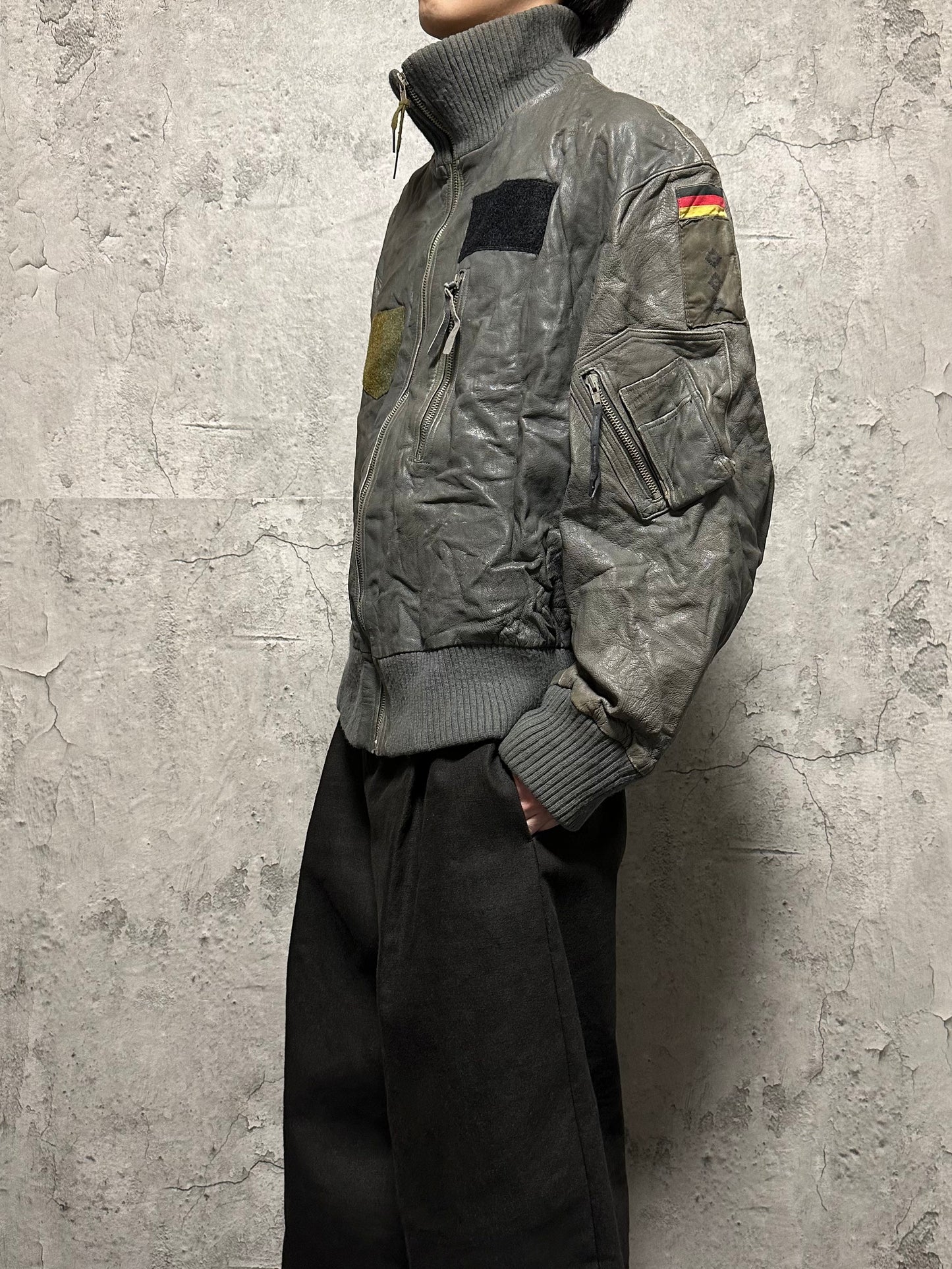 EURO Germany Military Pilot Leather Jacket vintage 70-80s